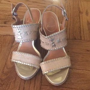 Jack Rogers Vanessa Gold Raffia Wedge Sandal